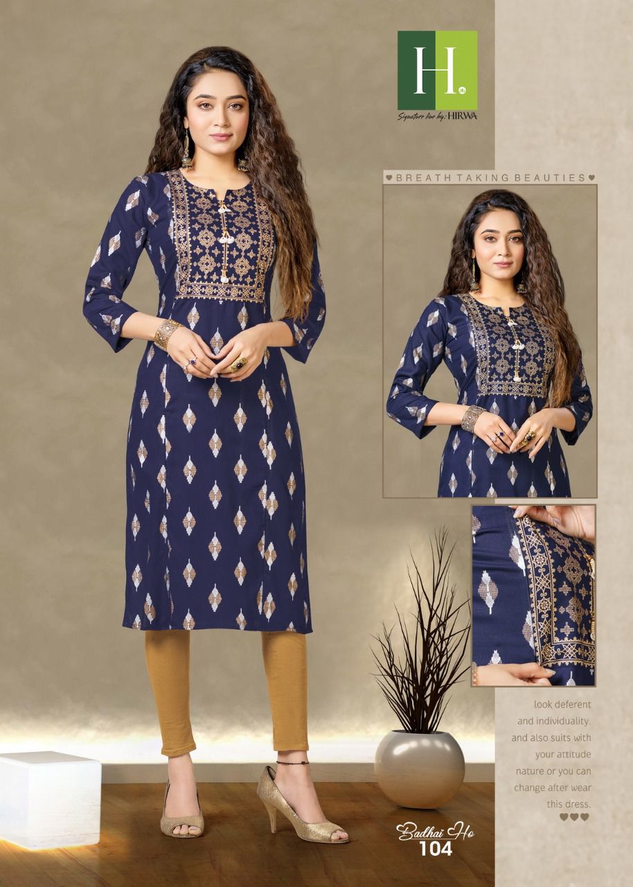 Hirva Badhai Ho Printed Regular Wear Kurtis Collection